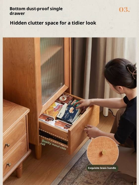 Cherry Solid Wood Vintage Style Side Cabinet