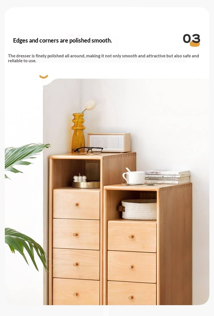 European Beech Solid Wood Storage Side Cabinet Combination