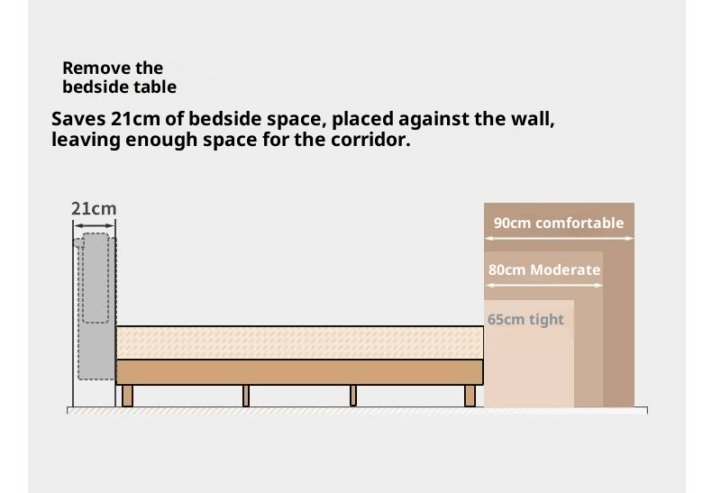 Oak Solid Wood Floating Platform Box Bed, Headboard-Free Bed with Light Modern Minimalist