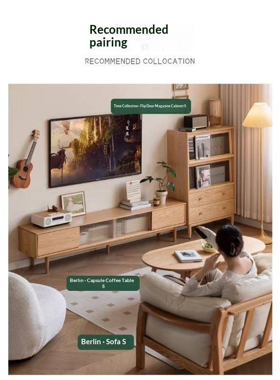 Oak Solid Wood TV Cabinet Modern