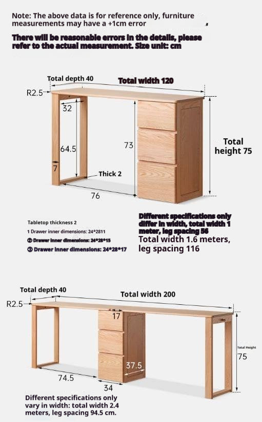 Oak Solid Wood Ultra-narrow Long Table With Cabinet