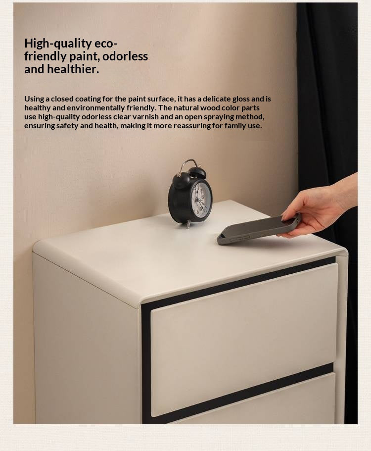 Solid Rubberwood Modern Minimalist Nightstand