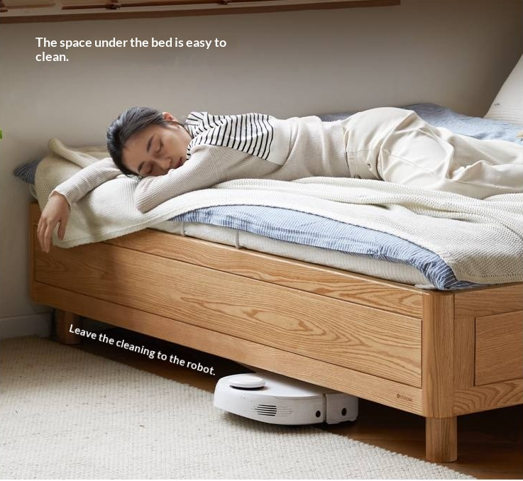 Oak Solid Wood Platform Box Bed, Headboard-Free Box Bed