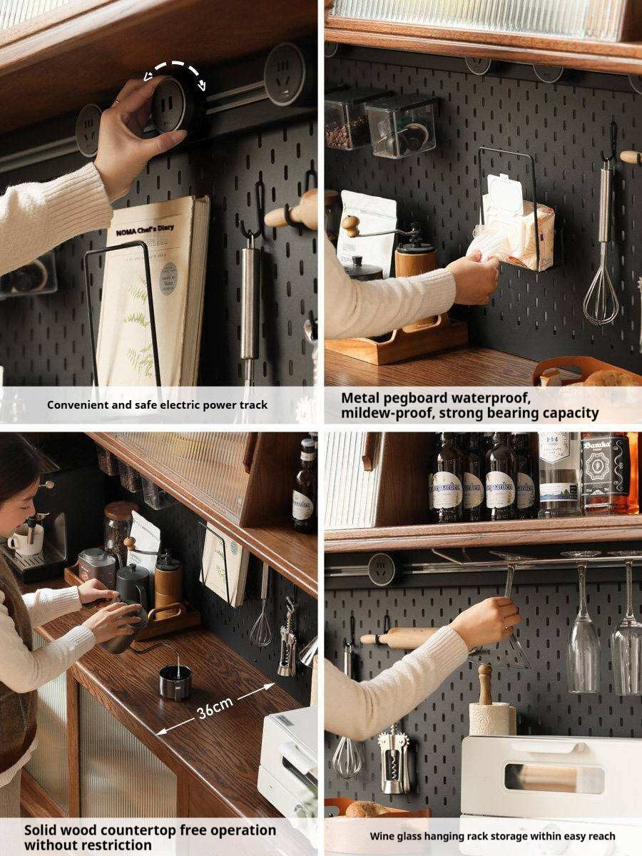 Solid Rubberwood, Oak Solid Wood Sideboard, Buffet Cabinet