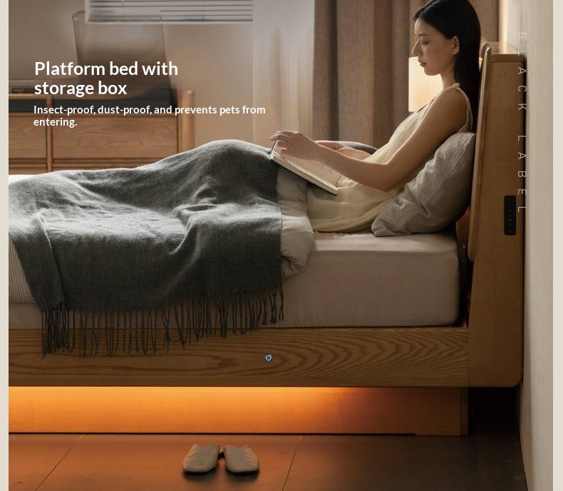 Ash Solid Wood Electric Storage Box Bed — Modern Minimalist Design