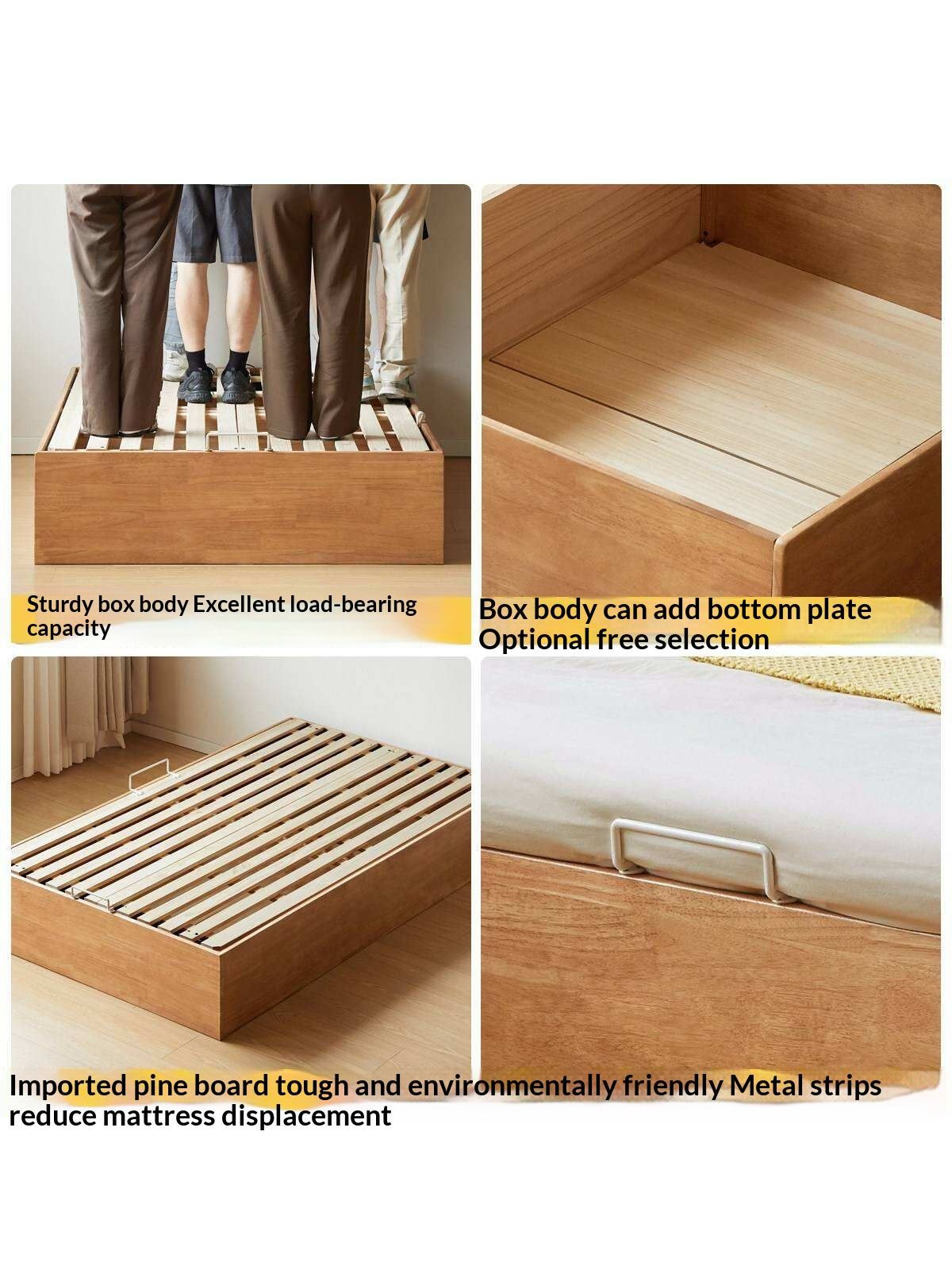 Oak Solid Wood Kids Storage Bed with End-Lift Opening