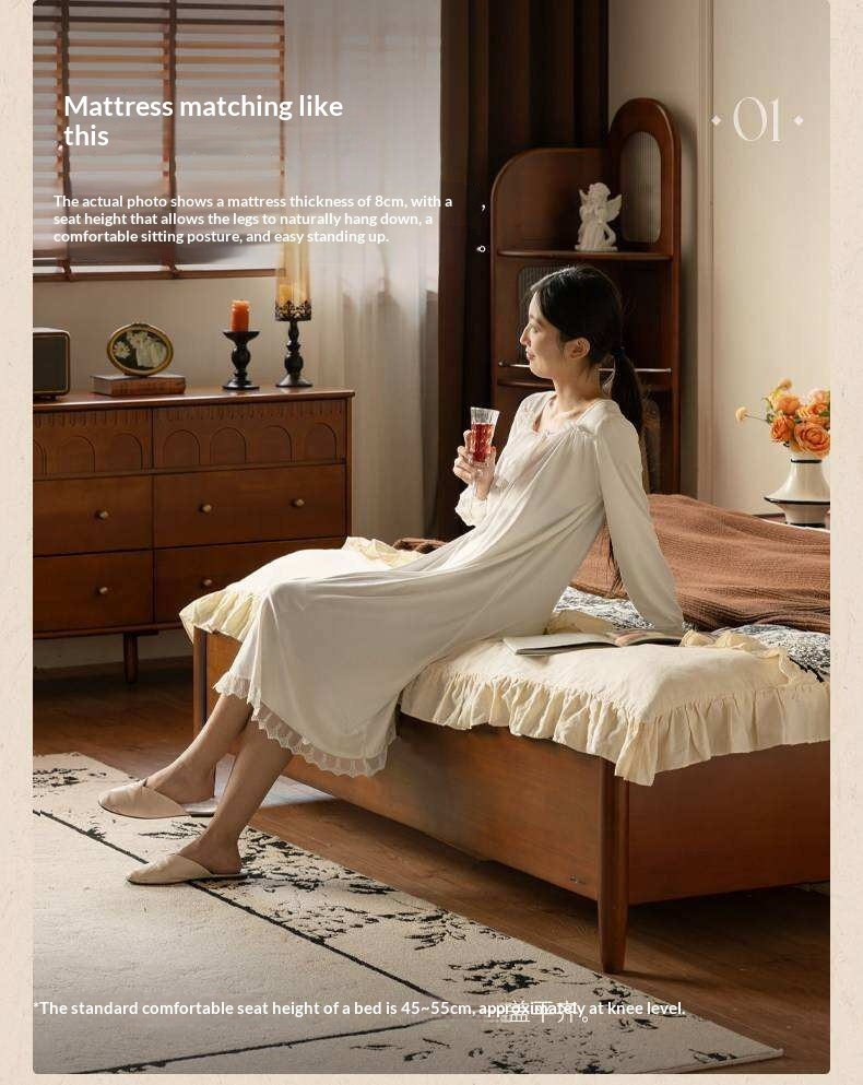 Poplar Solid Wood French Country Arched Panel Bed with Storage Base Box Bed