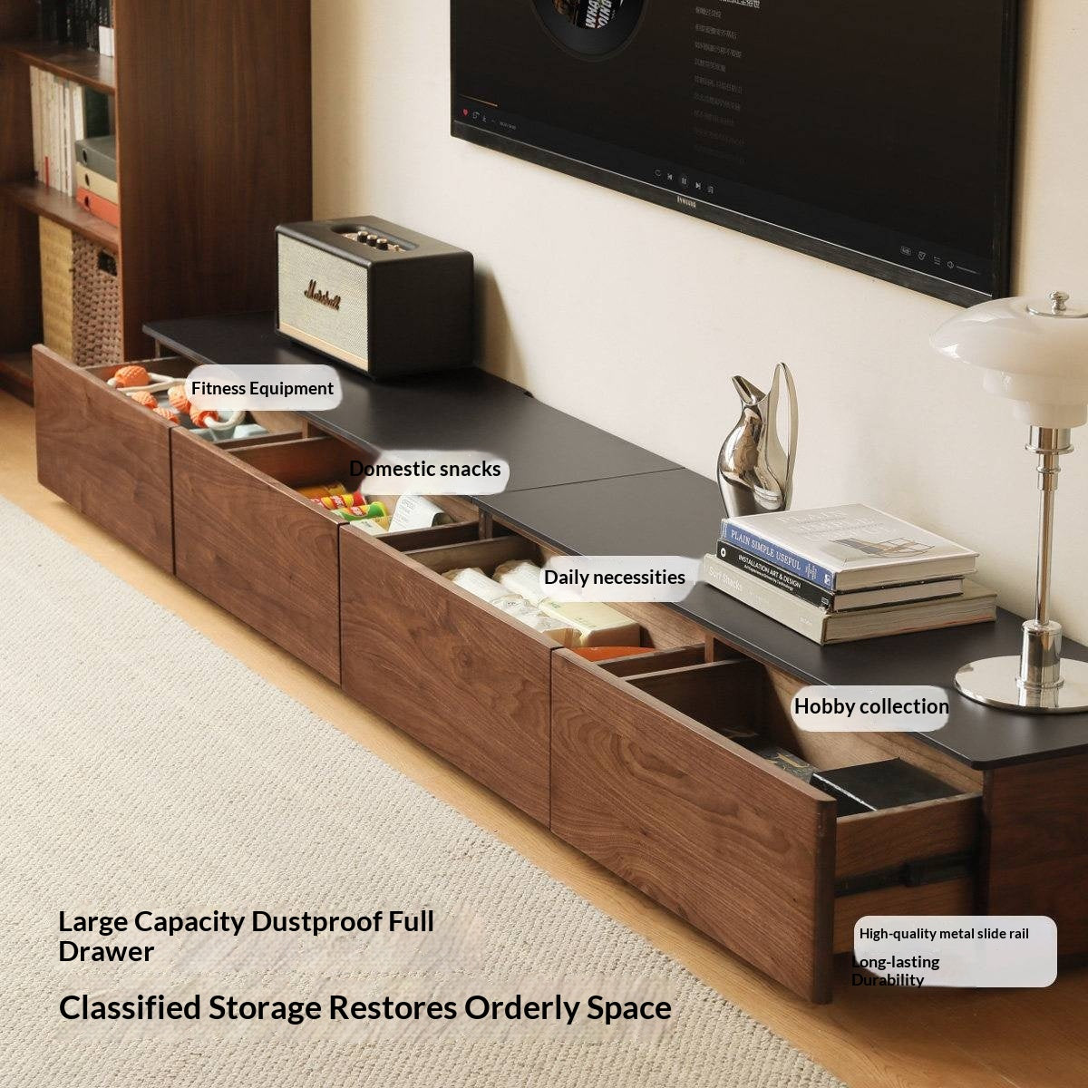 Black Walnut, Catalpa Solid Wood TV Stand Rock Slab