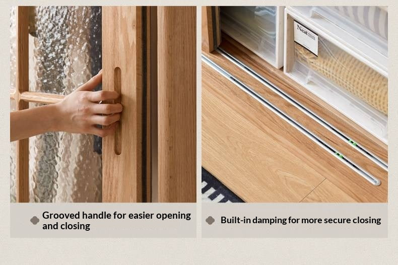 Oak Solid Wood Wardrobe Cabinet with Minimalist Songshi Storage