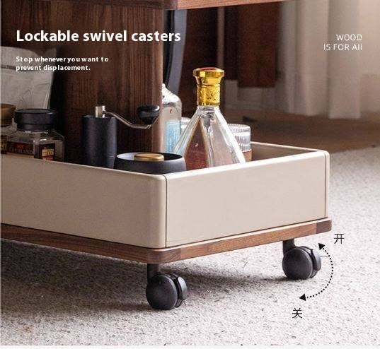 Black Walnut Solid Wood Liftable Rotating Mobile Side Table