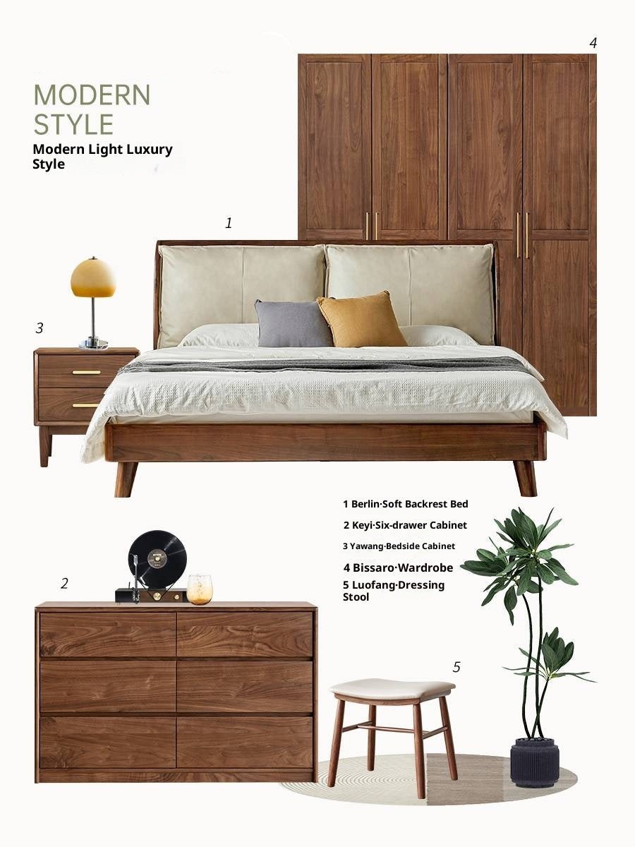 Black Walnut, South American Walnut Solid Wood Six-Drawer Chest