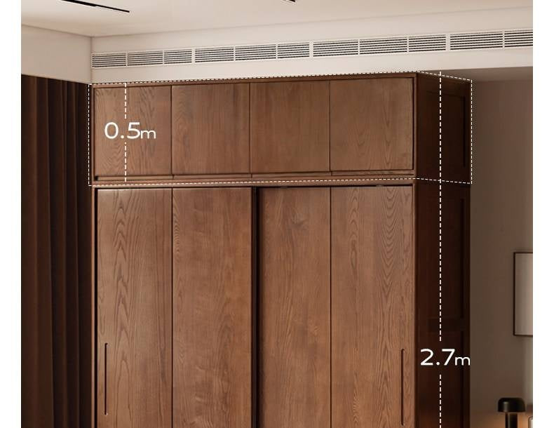 White Ash, Ash, Oak Solid Wood Wardrobe With Sliding Doors