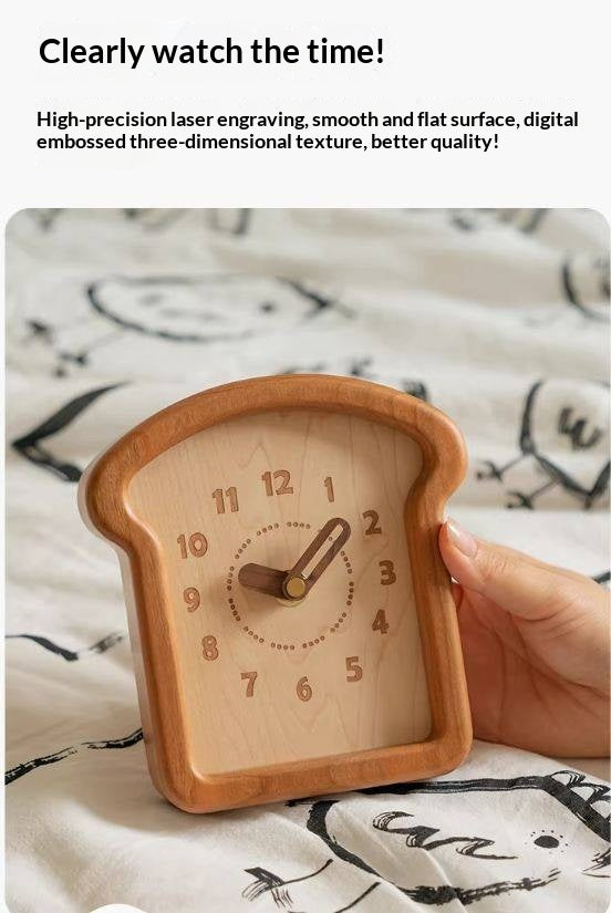 Cherry, Black Walnut Solid Wood Toast Clock Creative