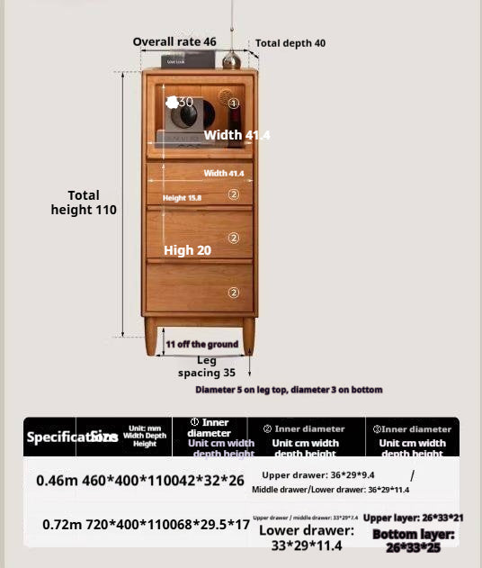 Cherry Solid Wood Mid-range Style Side Cabinet.