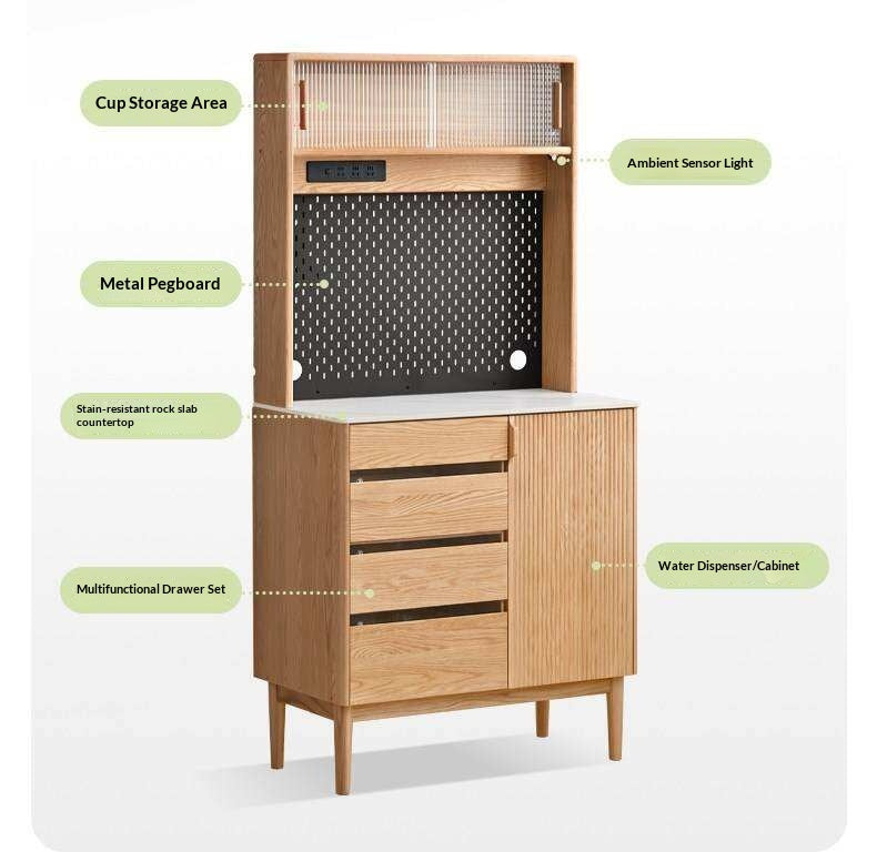 Oak Solid Wood Modern Rock Board Side High Buffet