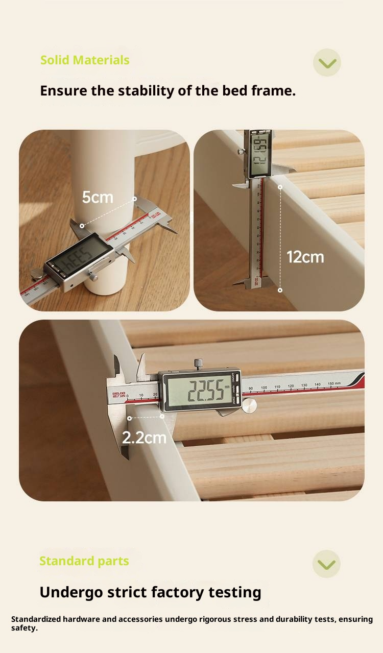 Rubberwood Solid Wood Bed, French Cream Style