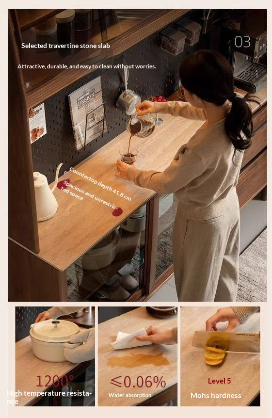 Black Walnut Solid Wood Italian-Style Sideboard – Sleek Buffet Cabinet