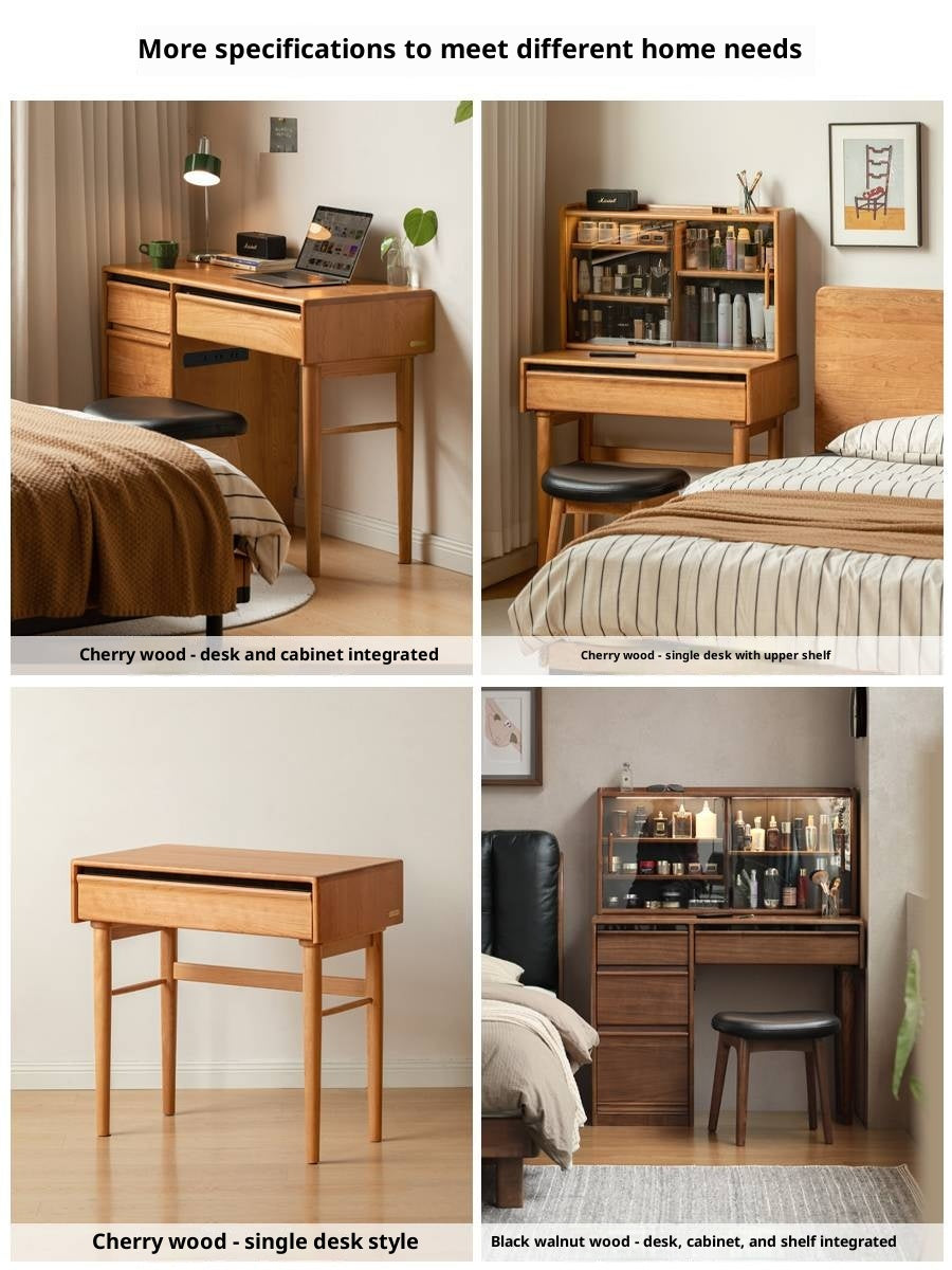 Cherry Solid Wood Retro Skeleton Line Makeup Table