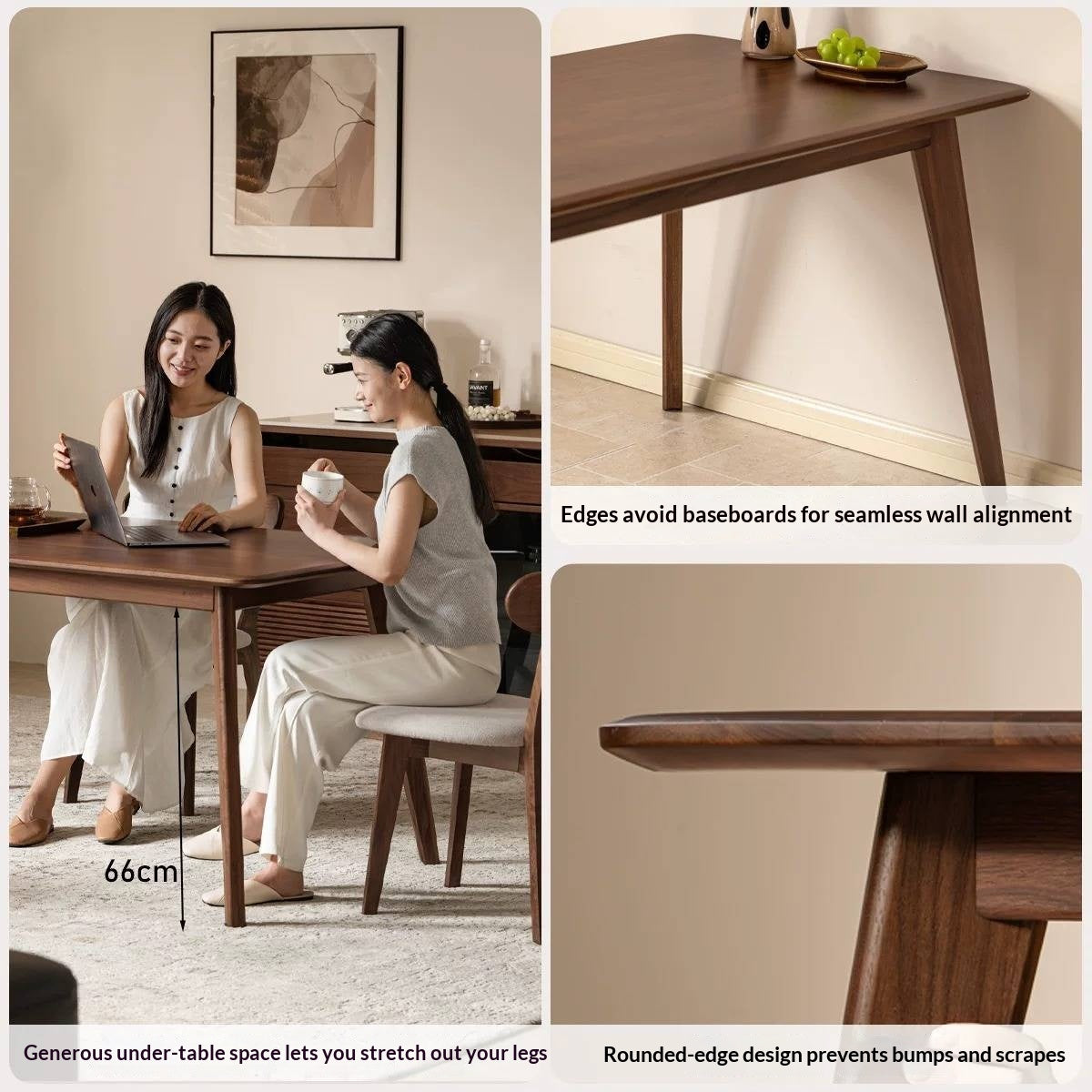 Black Walnut, Golden Pearwood, Sandalwood Solid Wood North American Dining Table