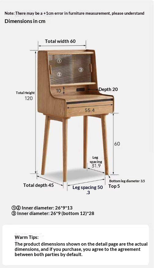Ash Solid Wood Lighted Vanity Table.