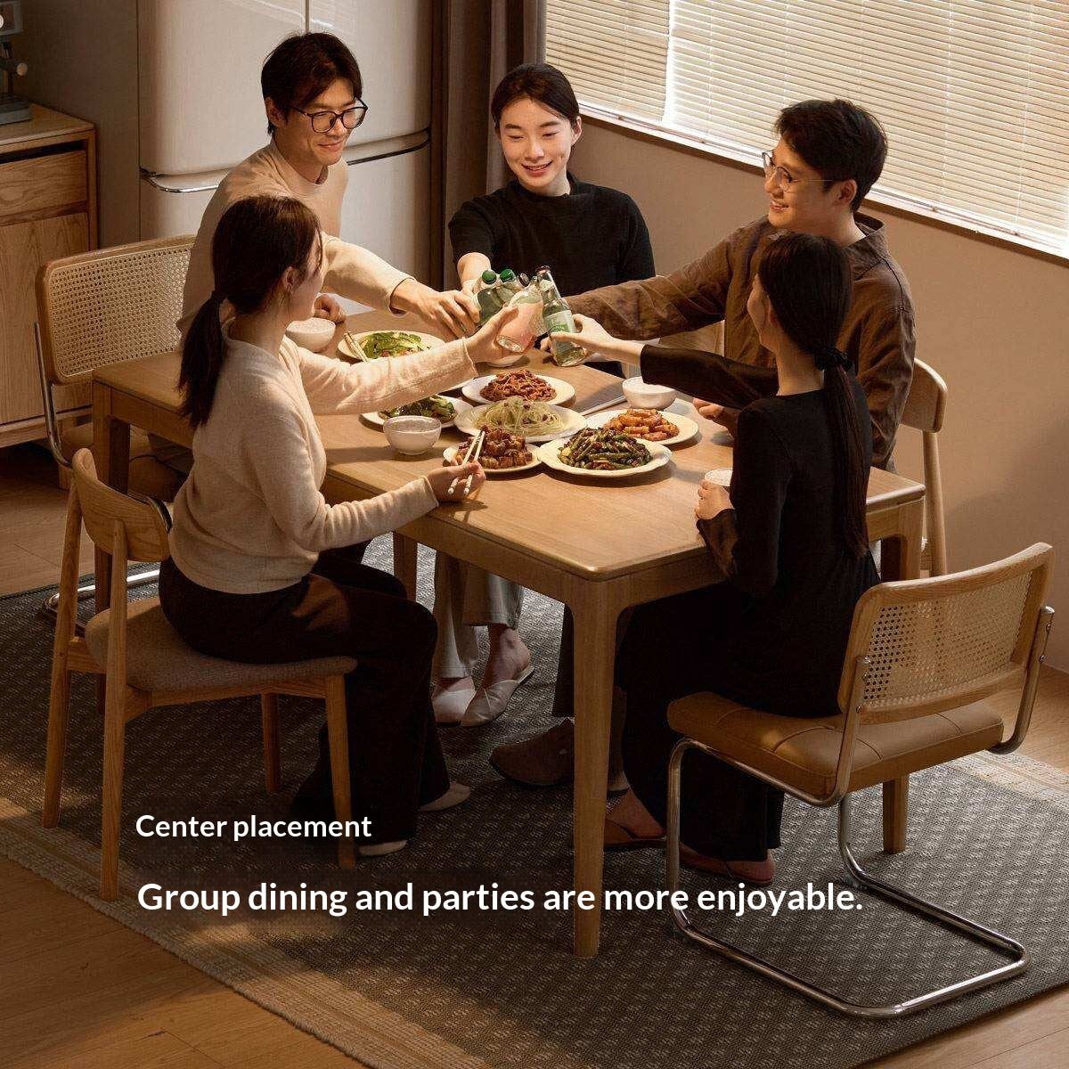 Oak Solid Wood Dining Table with Rectangular Top and Clean Lines