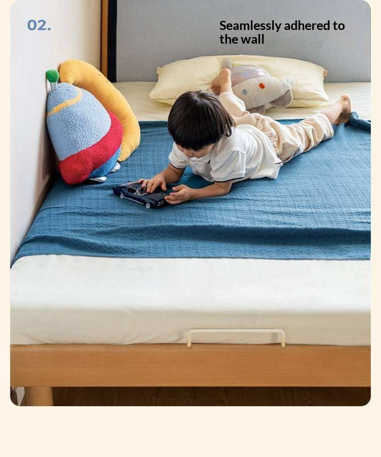 Beech Solid Wood Kids Montessori Platform Bed with Upholstered Headboard