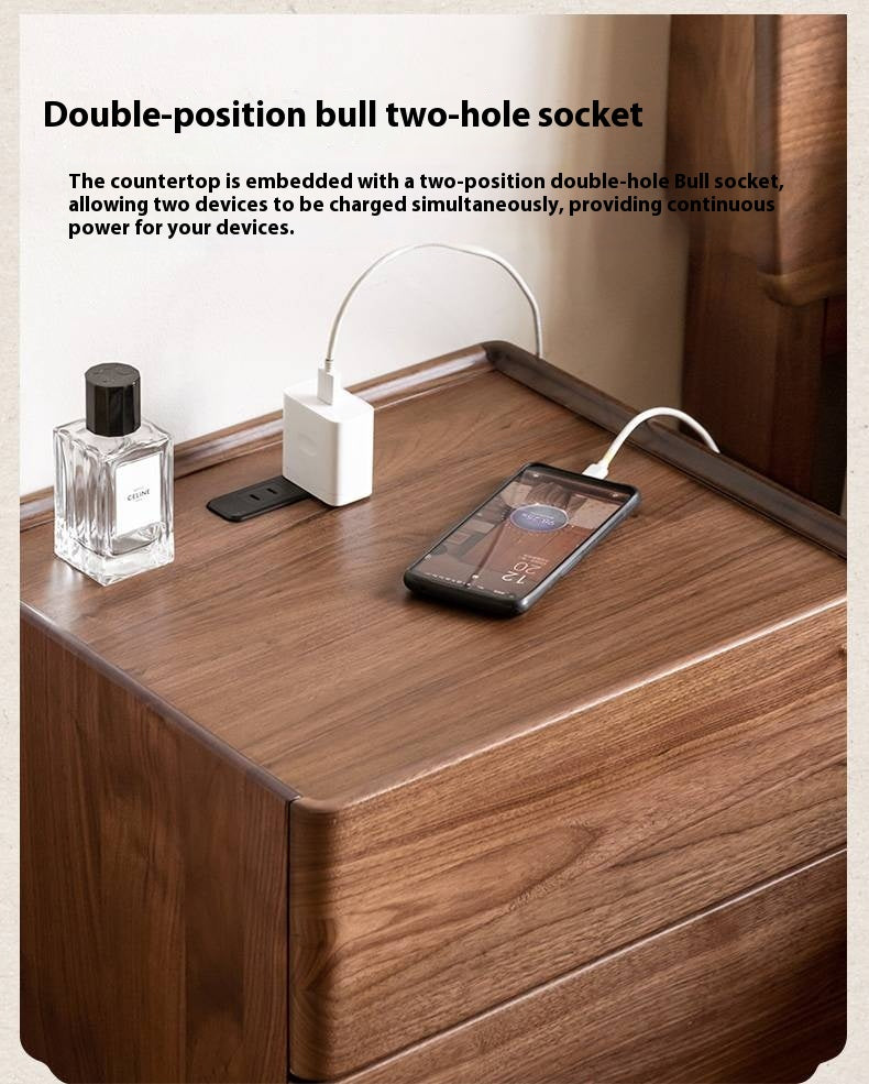 Black Walnut, Ash Solid Wood Nightstand