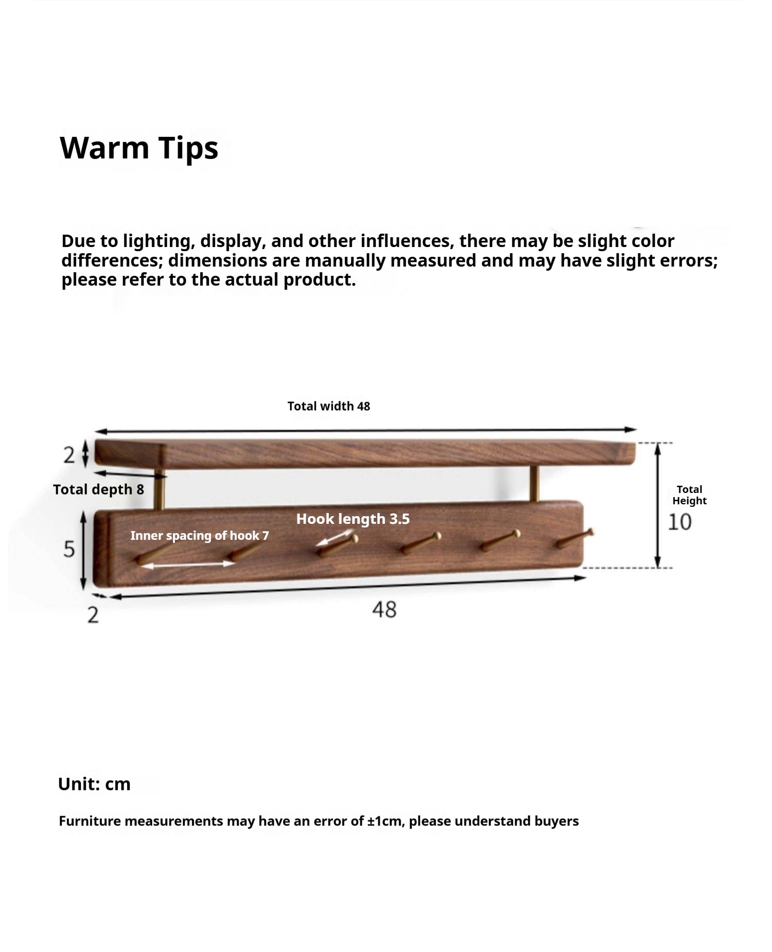 Black Walnut, Beech Solid Wood Wall Shelf