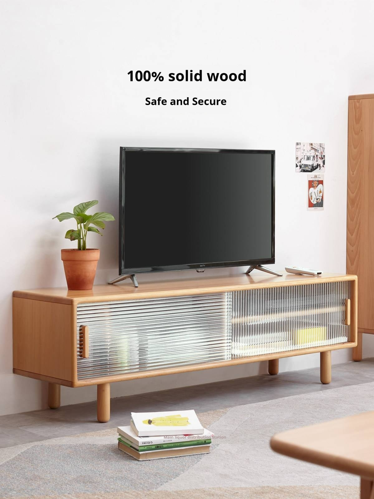 Beech Solid Wood TV Storage Cabinet.