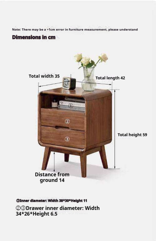 Black Walnut, South American Walnut Solid Wood Modern Storage Small Nightstand