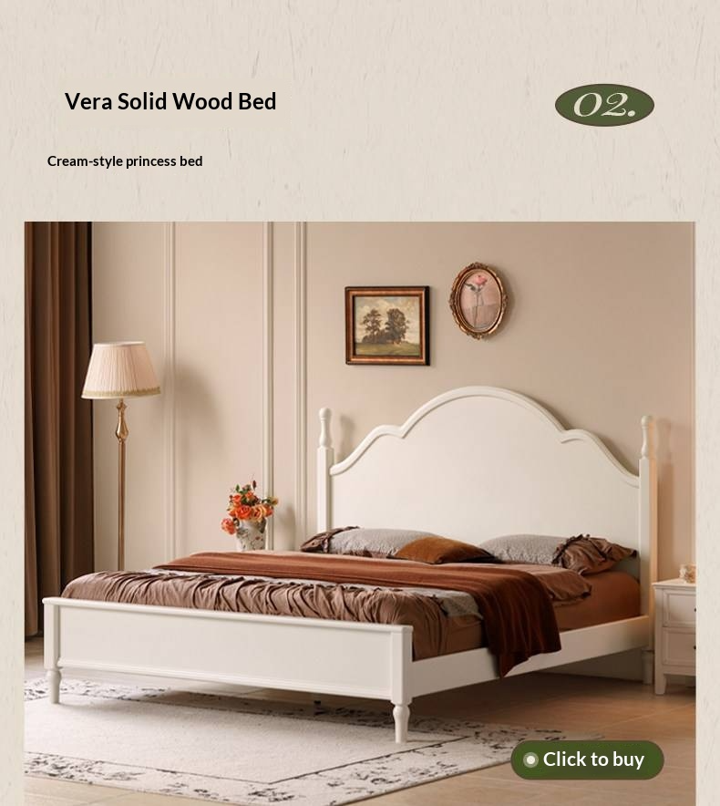 Ash Solid Wood Bed — American Retro Style