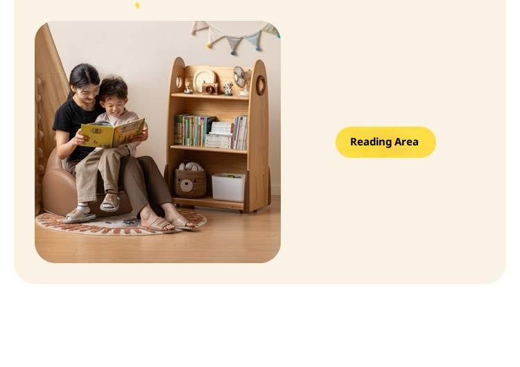 Beech Solid Wood Movable Double-Sided Floor-Standing Storage Children's Rack