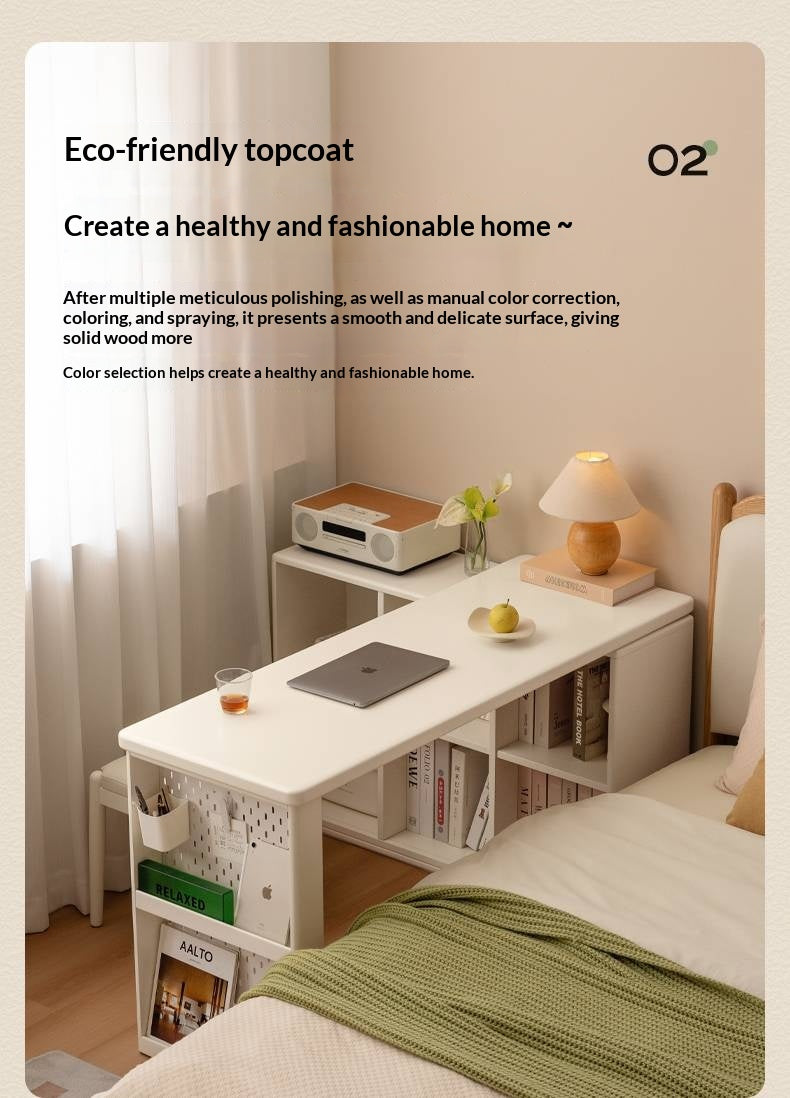 Rubberwood Solid Wood Cream Style Office Desk