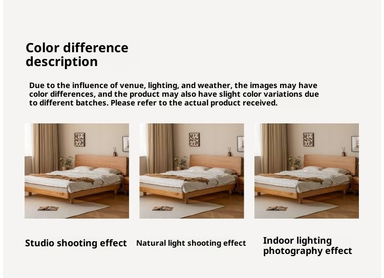 Cherry Solid Wood with Light Floating Bed Retro Simple