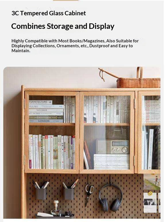 Oak Solid Wood Desk Bookcase Integrated Corner Office Table