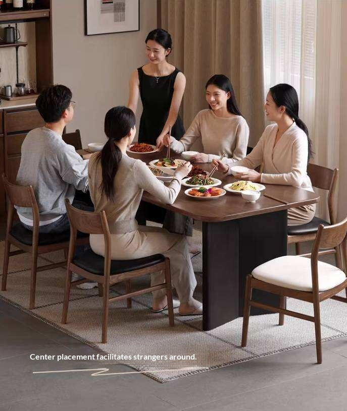 Black Walnut Solid Wood Dining Table with Italian Light Luxury Design