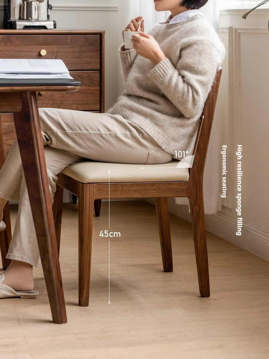 Set 4 pcs Black Walnut, Oak, Solid Rubberwood Dining Soft Chair