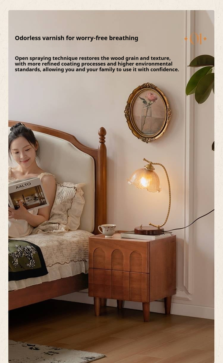 Poplar Solid Wood French Antique Style Nightstand