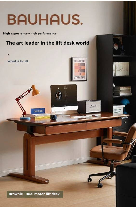 Tulipwood Solid Wood Retro Electric Lift Desk.