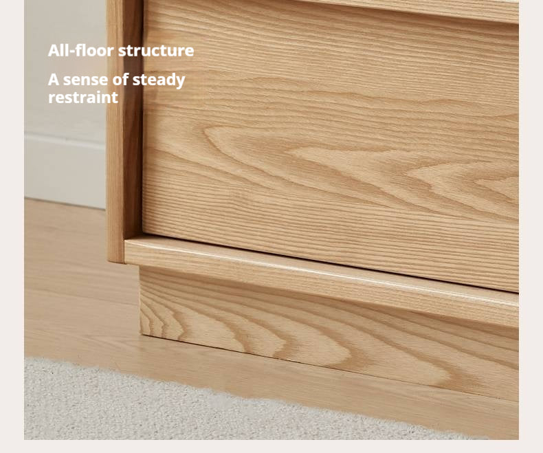 Ash, Oak Solid Wood Wabi-sabi Style Chest Of Drawers