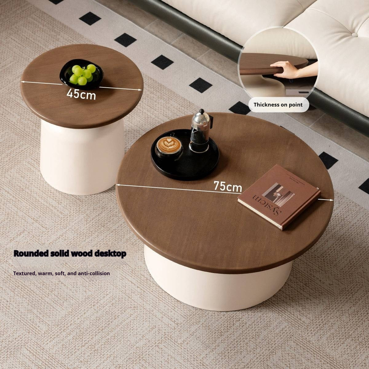 Solid Rubberwood Round Coffee Table