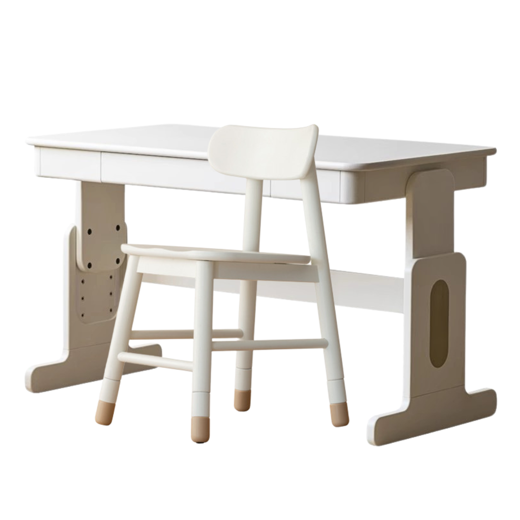 Beech Solid wood lift study desk  adjustable white children's desk