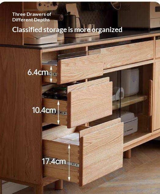 Oak, Ash Solid Wood Modern Rock Board Sideboard