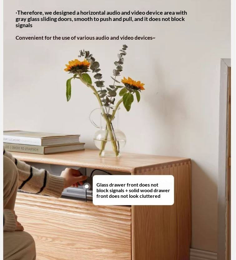 Black Walnut, Oak, Cherry Solid Wood TV Stand Floor Cabinet