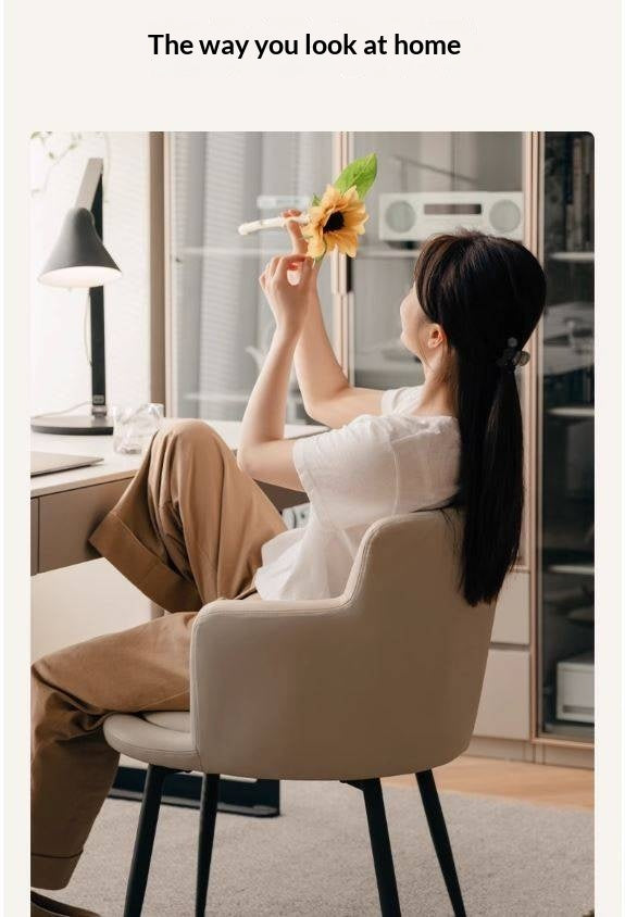 Organic Leather Soft Comfortable Italian Light Luxury Computer Chair