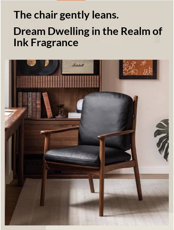 Black Walnut Solid Wood Light Luxury Style Soft Armchair