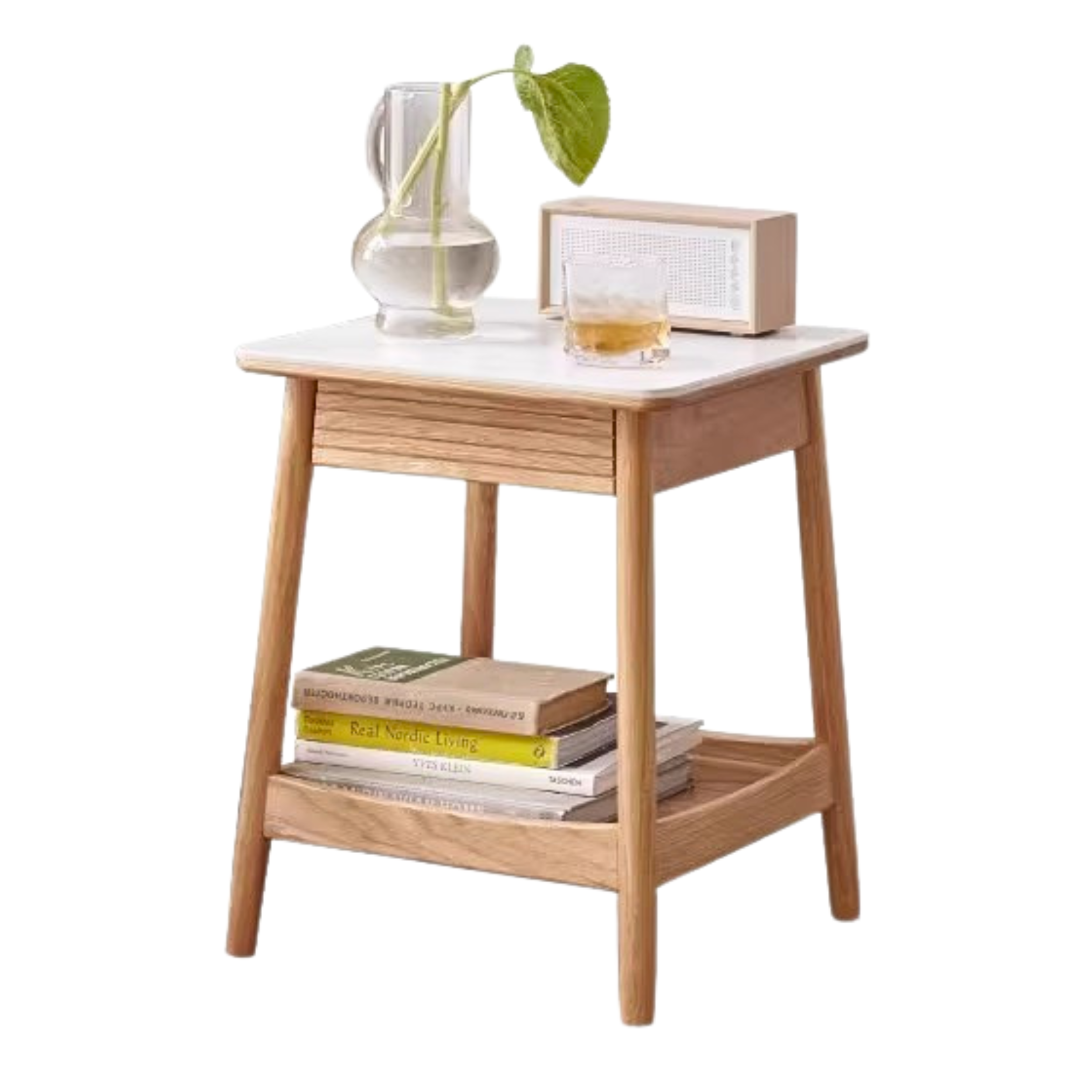 Oak solid wood rock slab side table