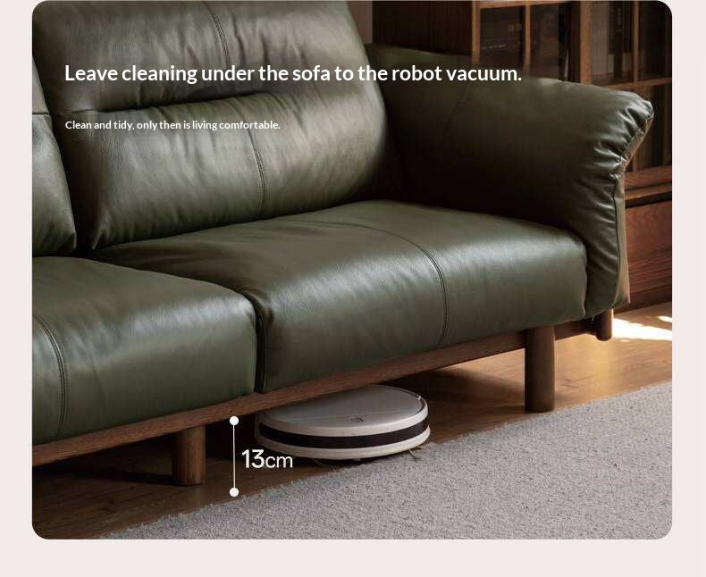 Black Walnut, Oak Solid Wood Sofa Genuine Leather, fabrics