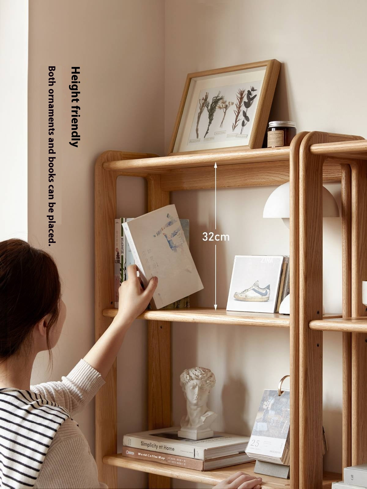 Oak, Solid RubberWood Solid Wood Ultra Thin Storage Rack