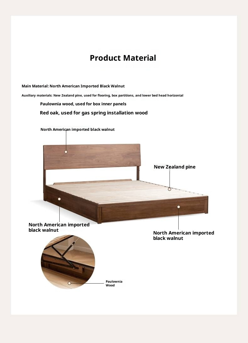 Black Walnut Solid Wood Box Bed Simple Modern Nordic Style